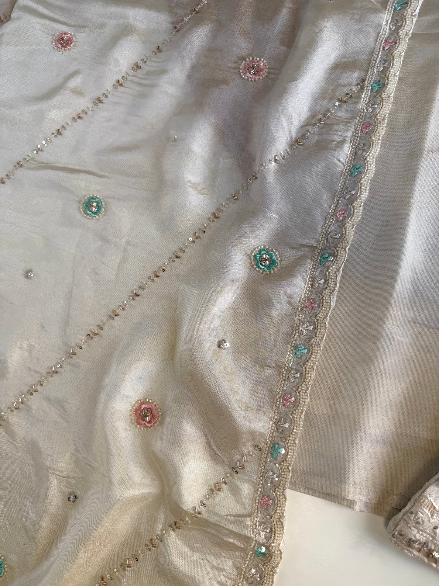 K569 - Tissue silk straight Kurti with heavy palazzo and dupatta