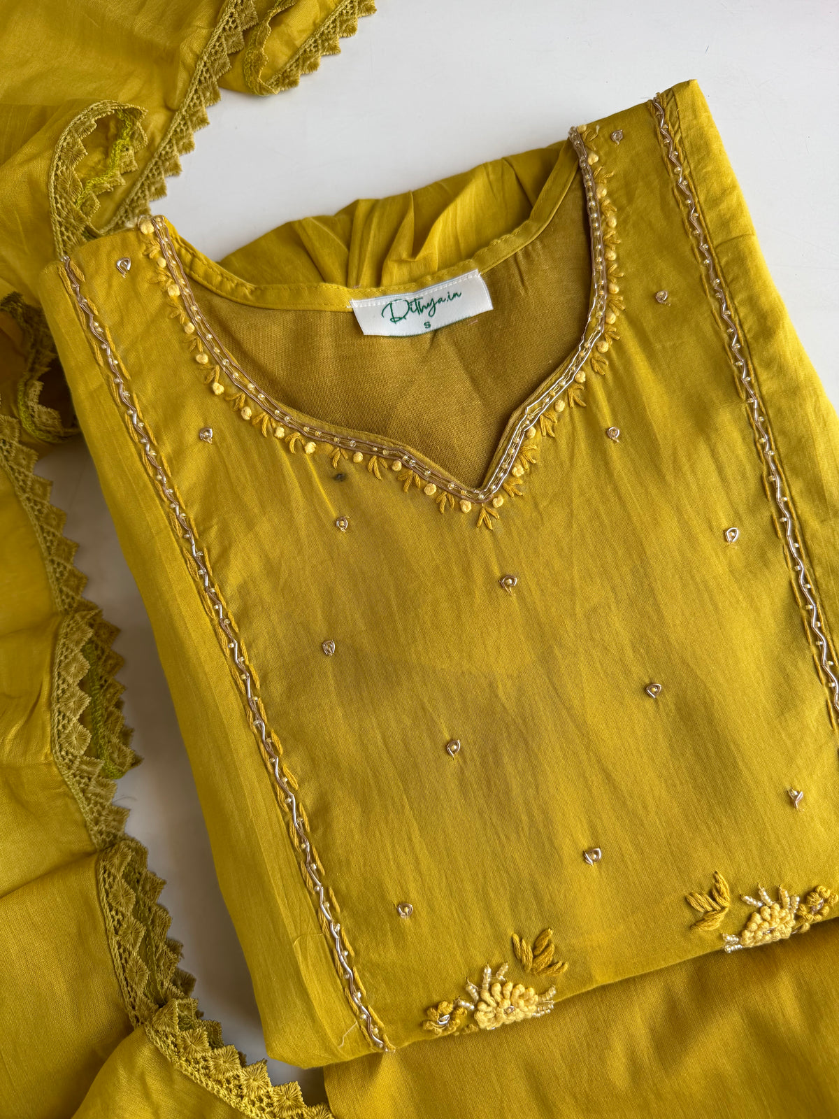 K608 - Mul cotton embroidered Anarkali with pants and dupatta