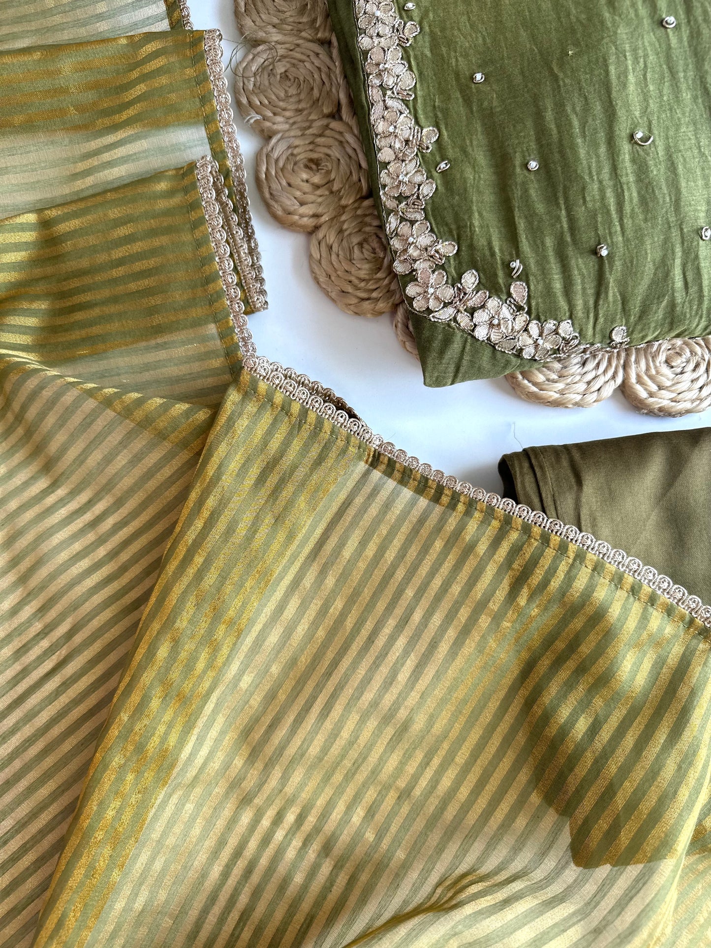 K252 - Mul Chanderi Handwork Anarkali with pants and dupatta