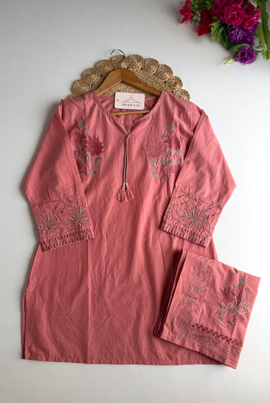 K601 - Mul cotton embroidered coord set