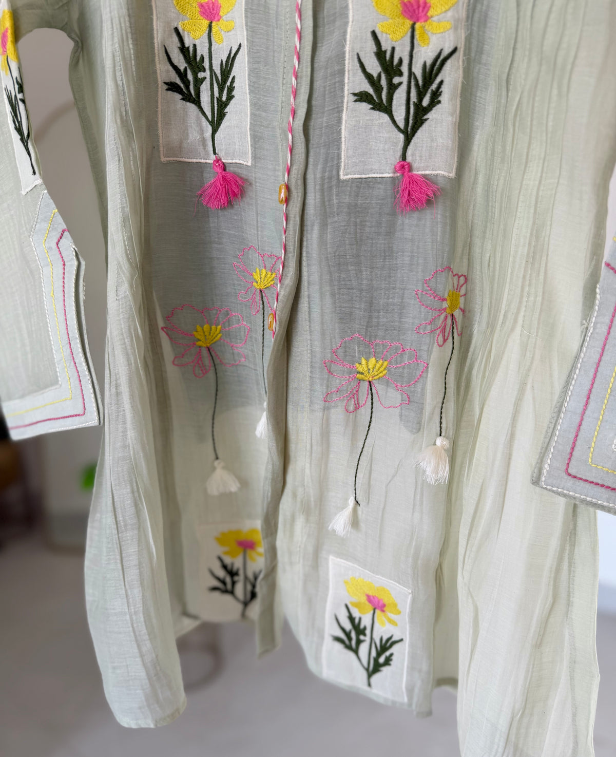 K021 - Mul chanderi embroidered coord set in 2 colours