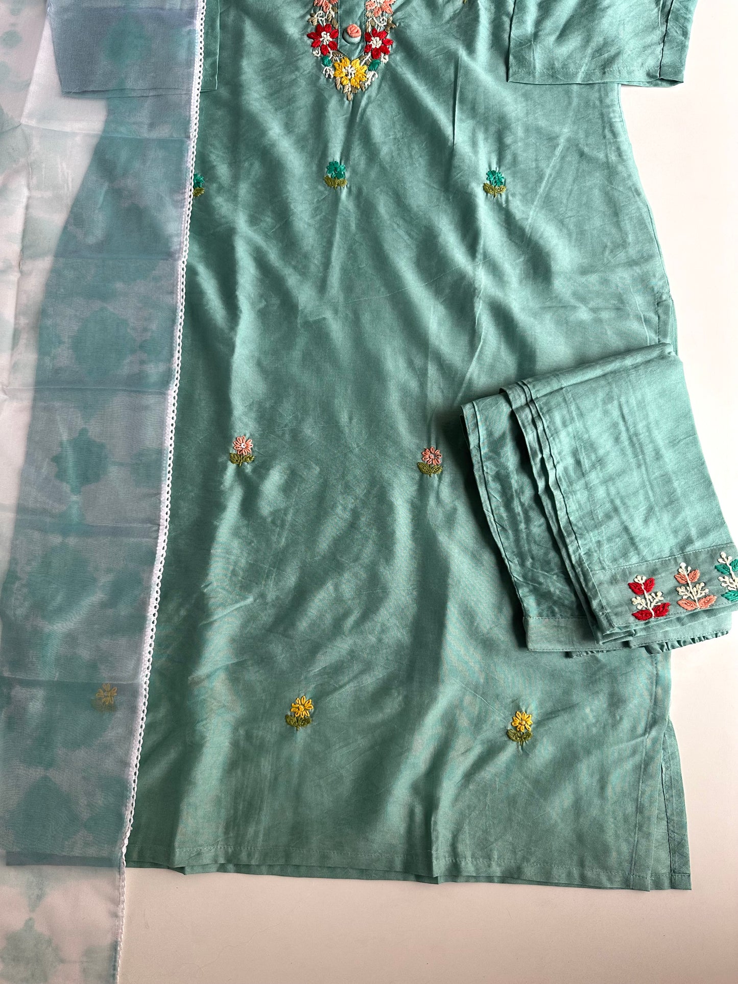 D253 - Dola silk straight kurti with pants and dupatta