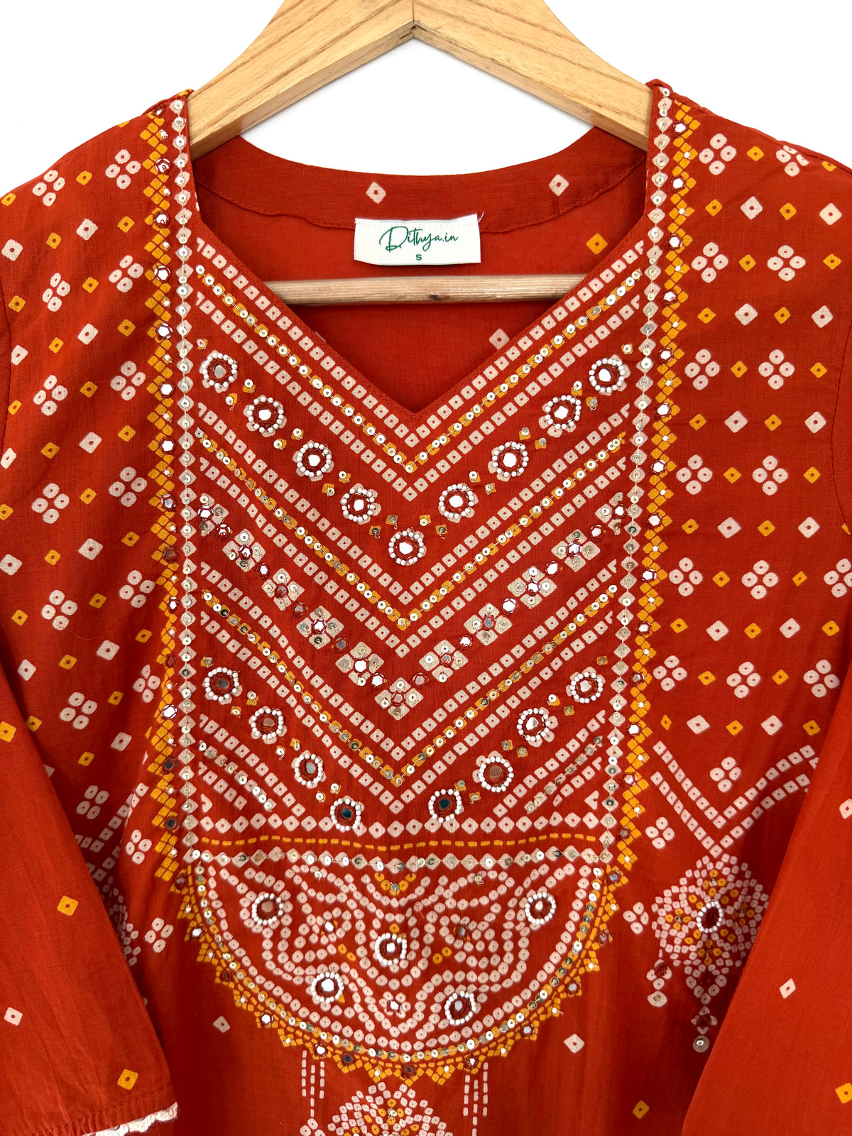 K119 - Mul cotton handwork straight Kurti with pants and dupatta