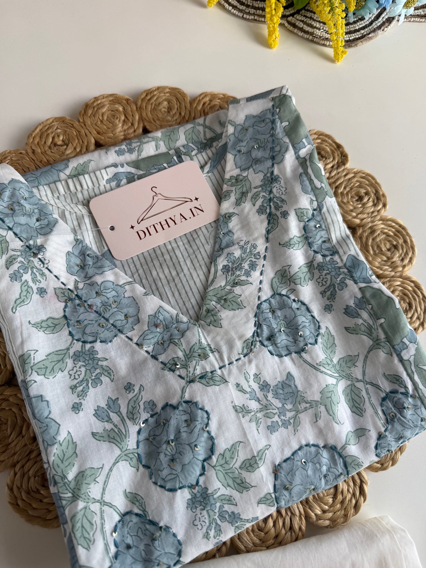 K683 - Mul cotton floral printed straight Kurti with pants