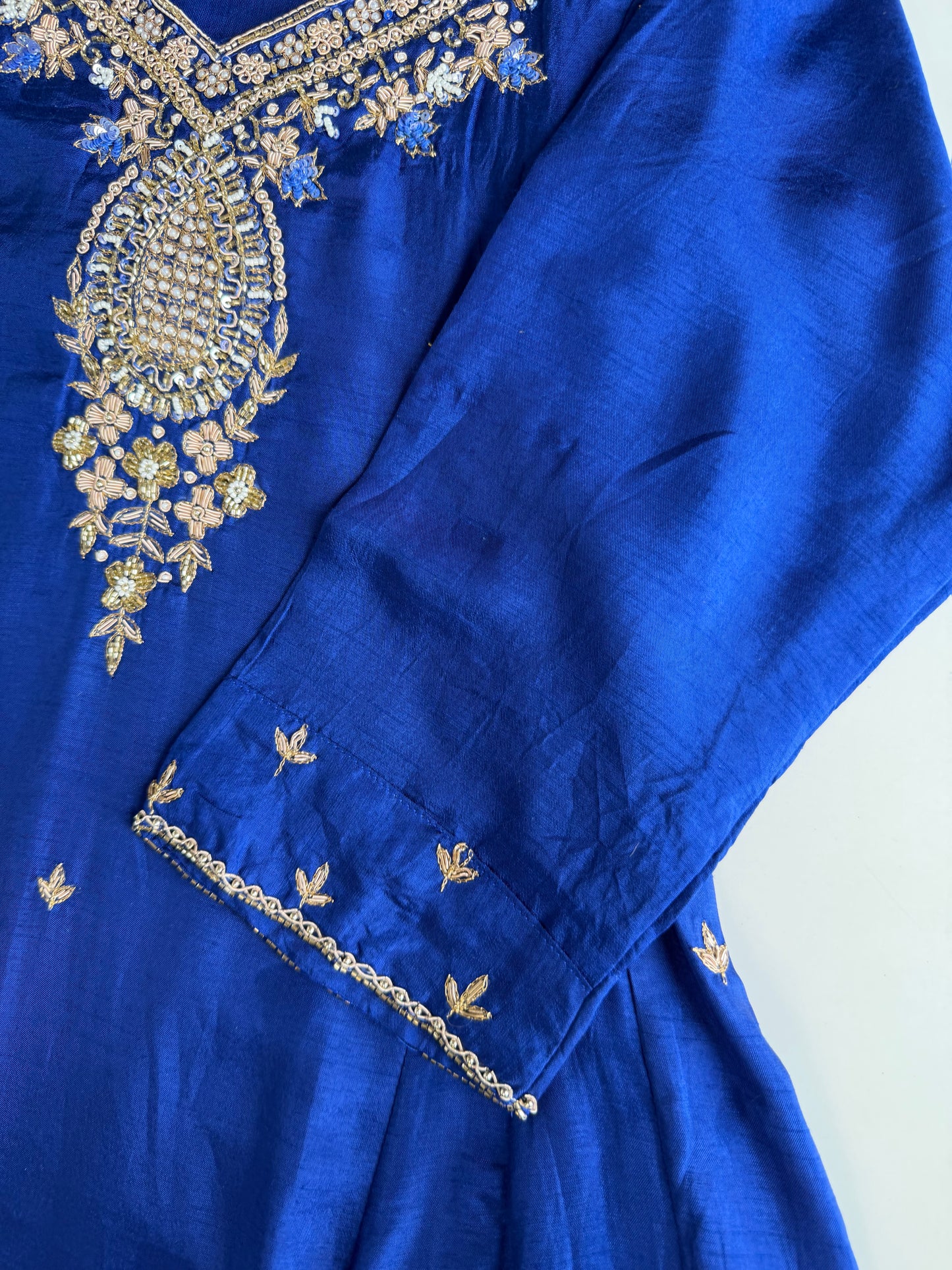 K206 - Russian silk handwork Anarkali with pants and dupatta