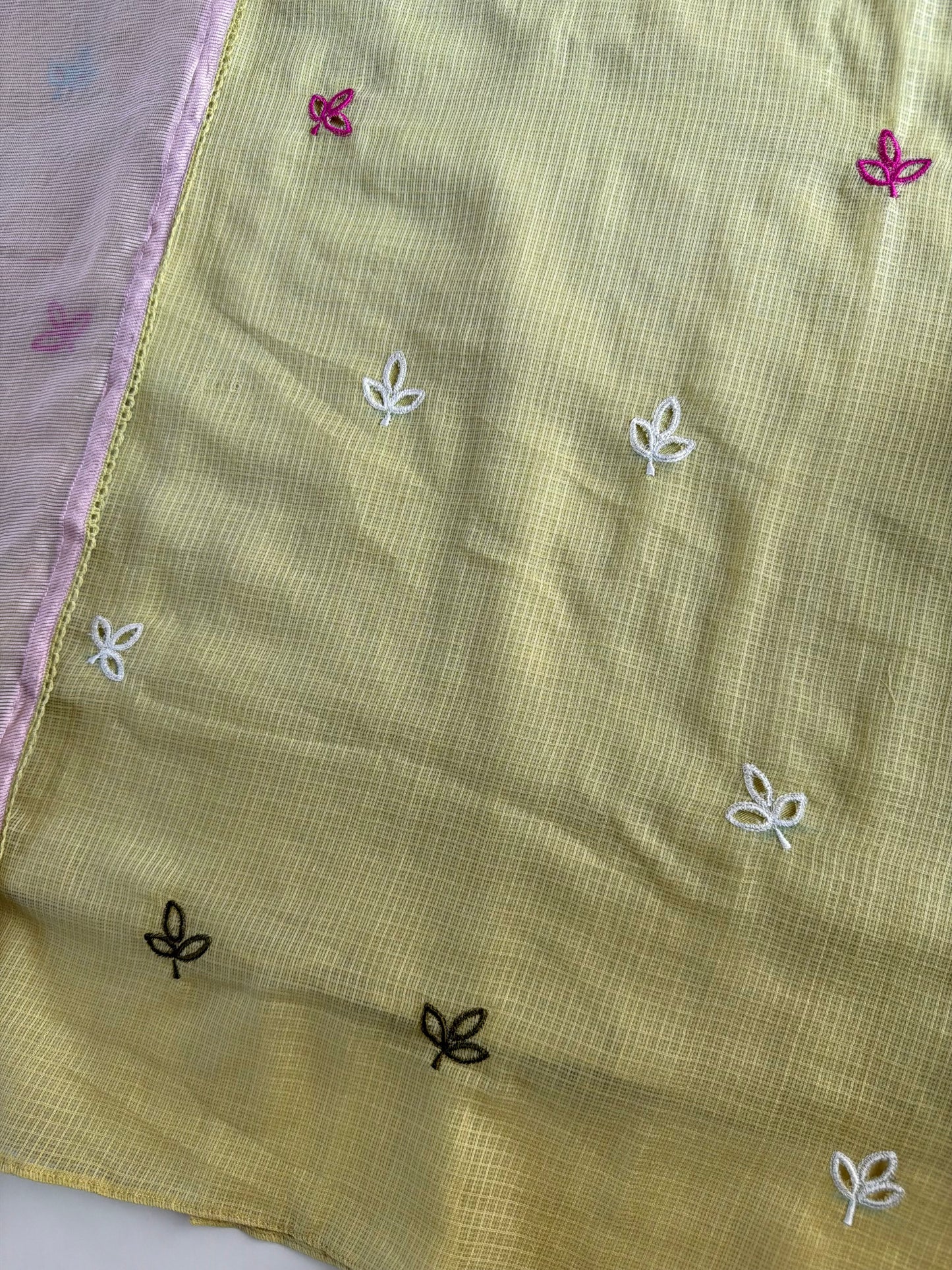 K077 - Kota doriya embroidered Aline Kurti with pants and dupatta