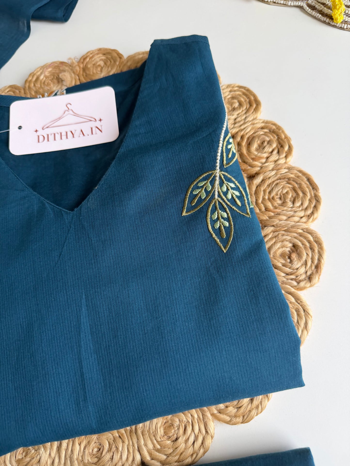 K695 - Mul cotton embroidered straight Kurti with pants and dupatta