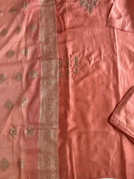 D444 - Dola silk straight Kurti with pants and dupatta