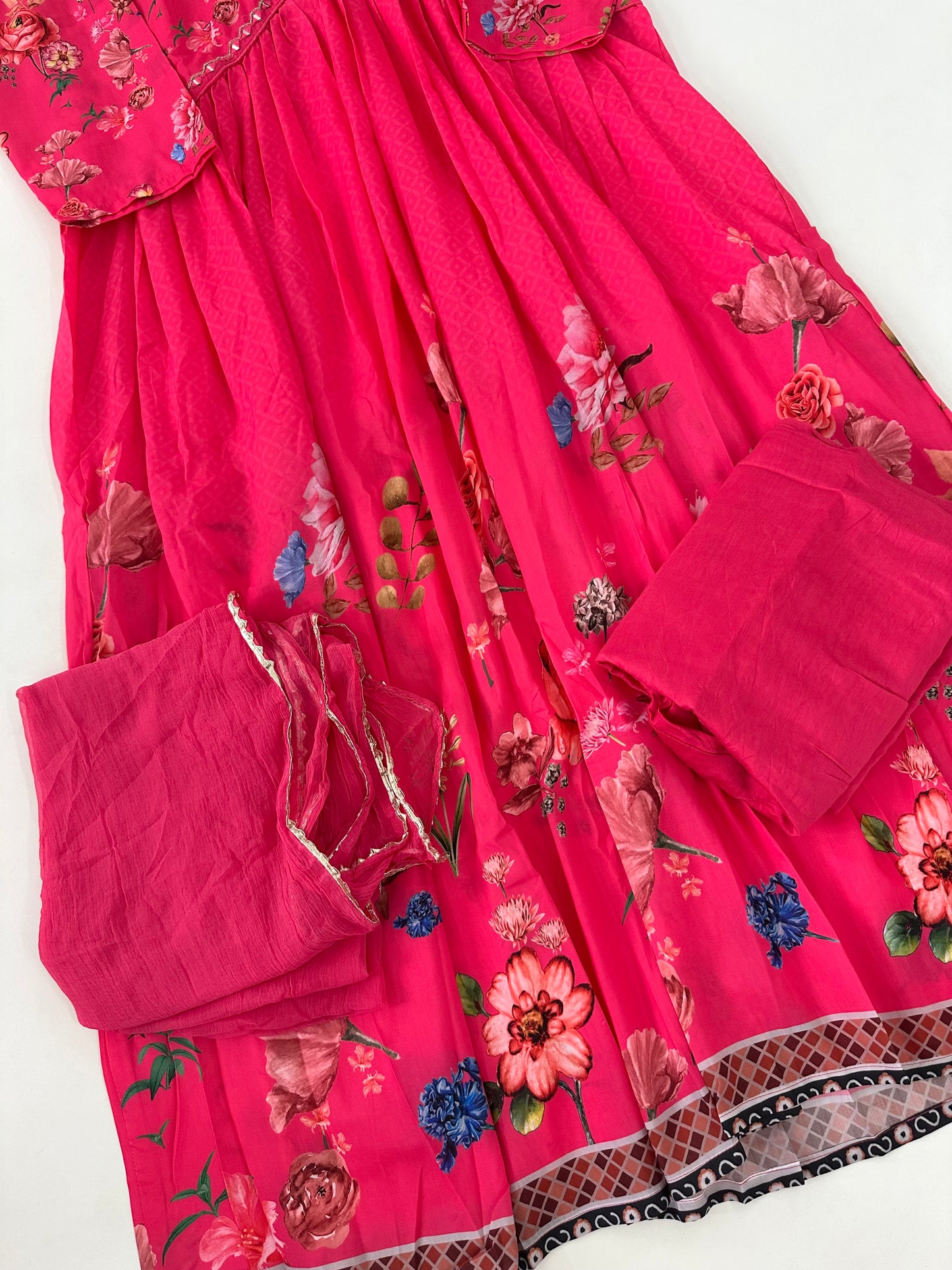 D174 - Muslin Alia cut Anarkali with pants and dupatta