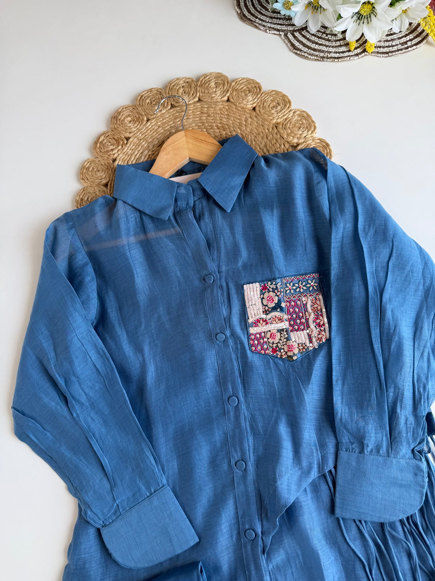 K053 - Mul chanderi handwork coord set