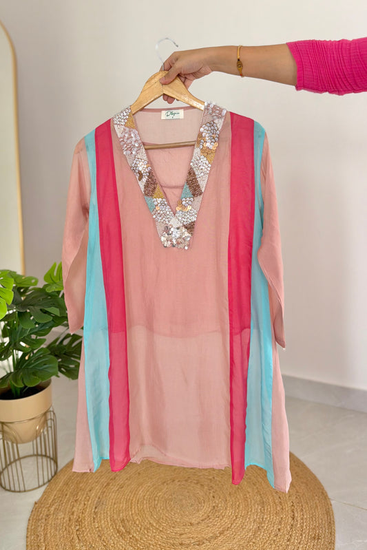 K558 - Pure crape handwork coord set in 2 colours