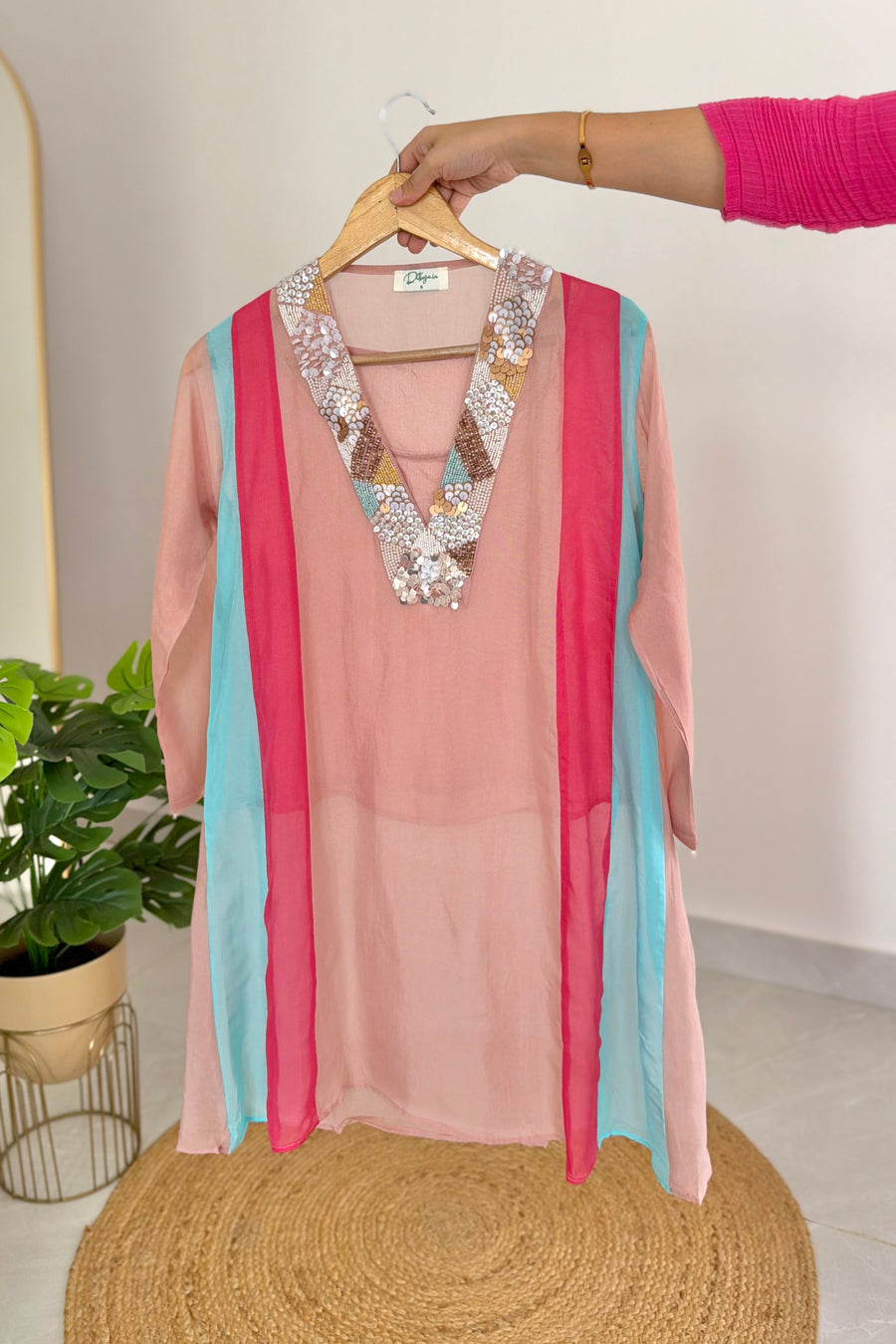 K558 - Pure crape handwork coord set in 2 colours
