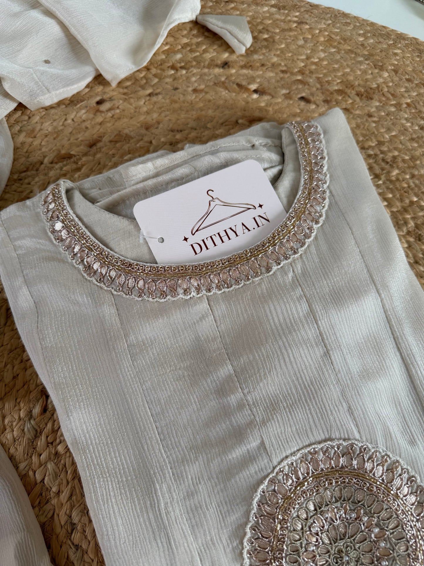 K557 - Chinnon Gota work Anarkali with pants and dupatta