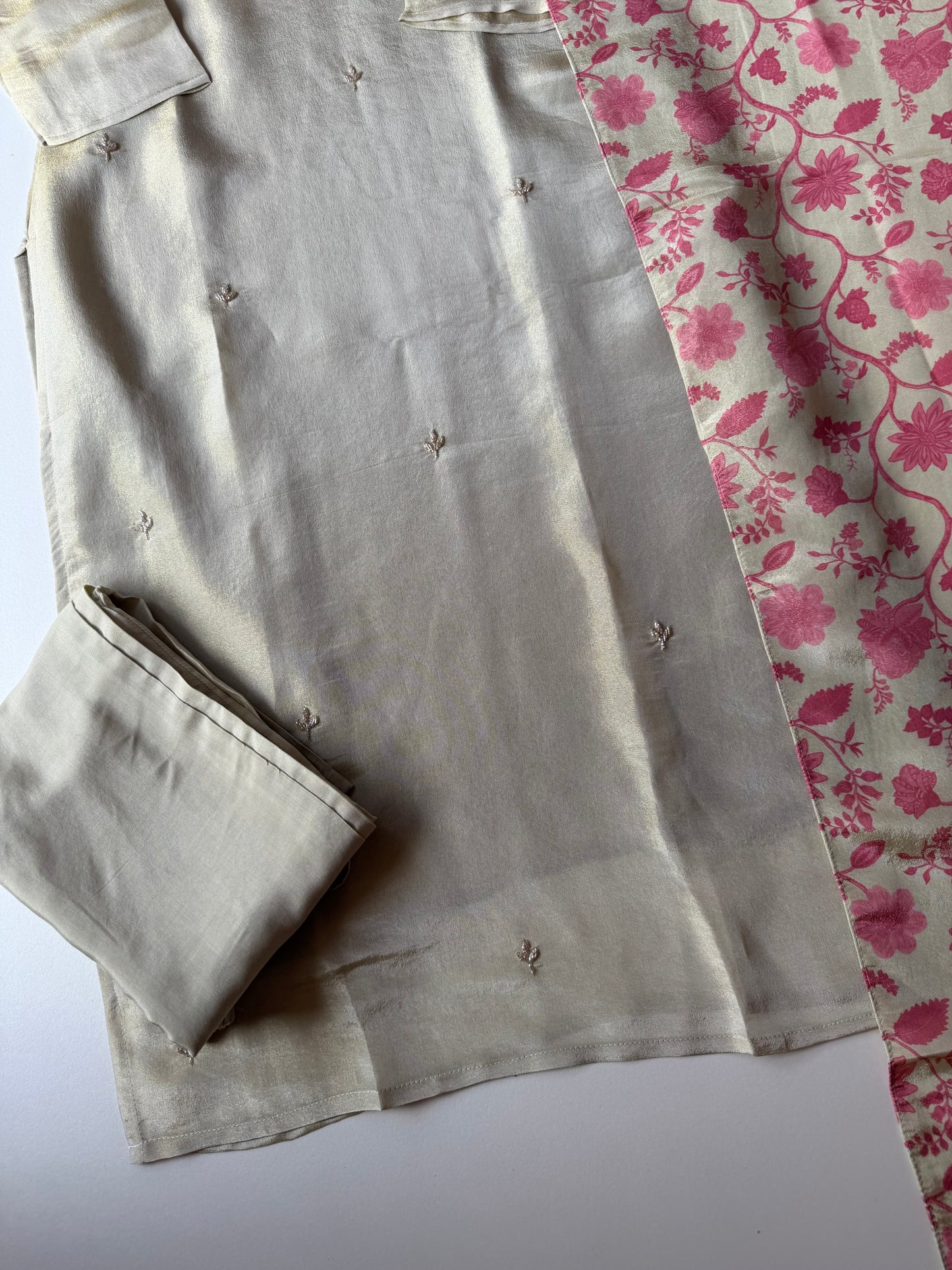 K590 - Tissue silk straight Kurti with pants and dupatta