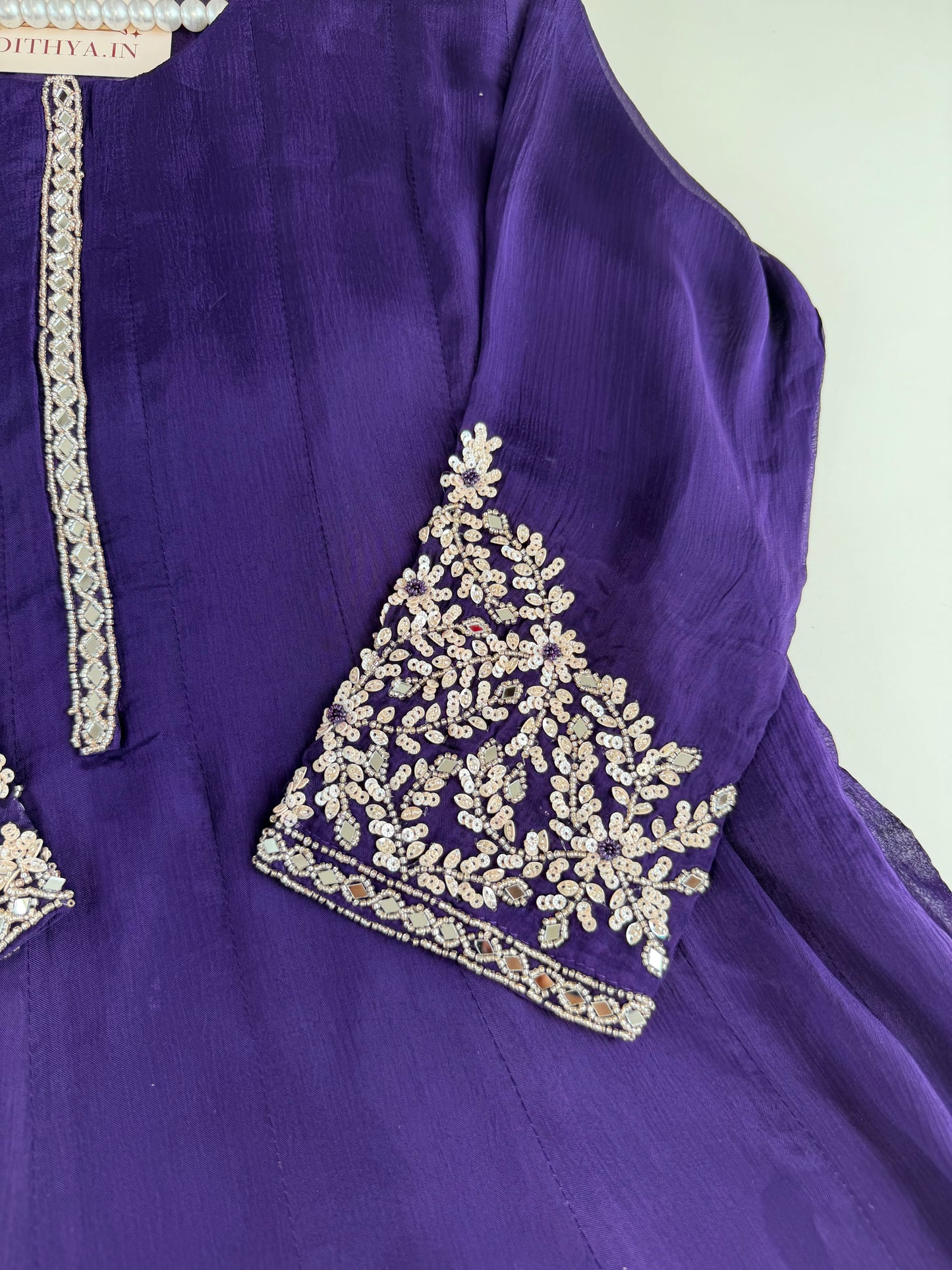 K538 - Chinnon handwork Anarkali with pants and dupatta in 2 colours