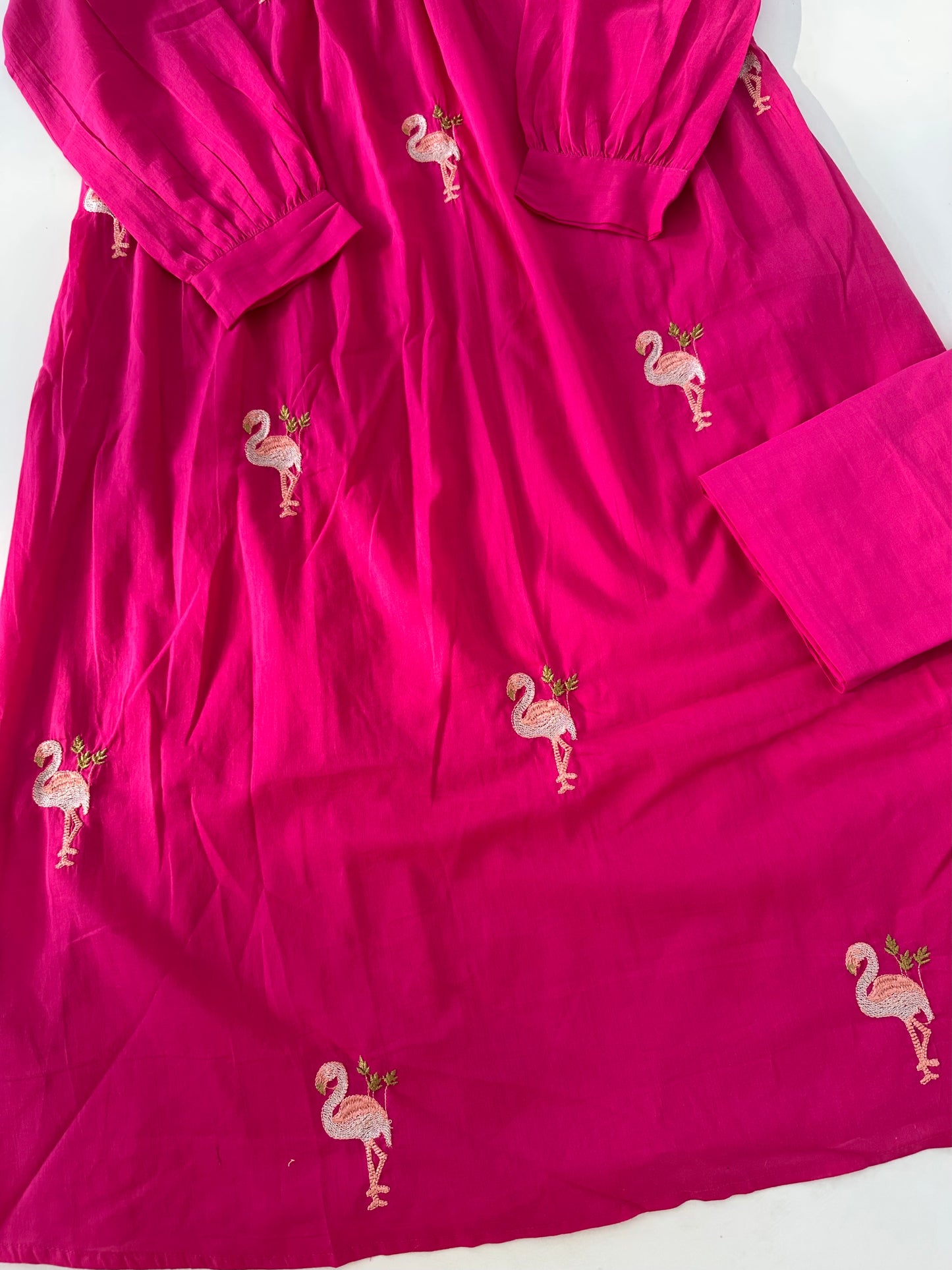 K506 - Mul cotton embroidered Aline Kurti with pants