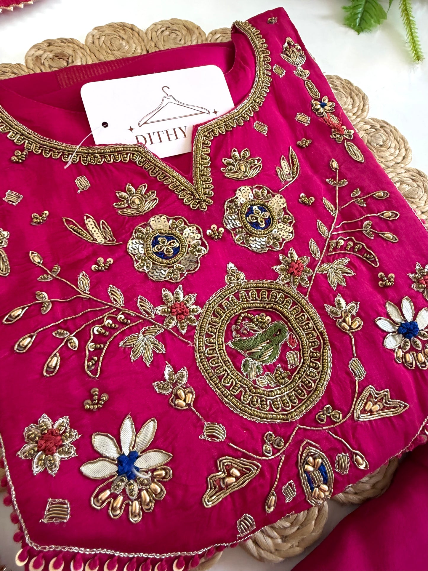 K598 - Mul chanderi & Tissue silk handwork Anarkali with pants and dupatta