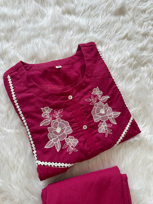 K185 - Mul cotton embroidered coord set