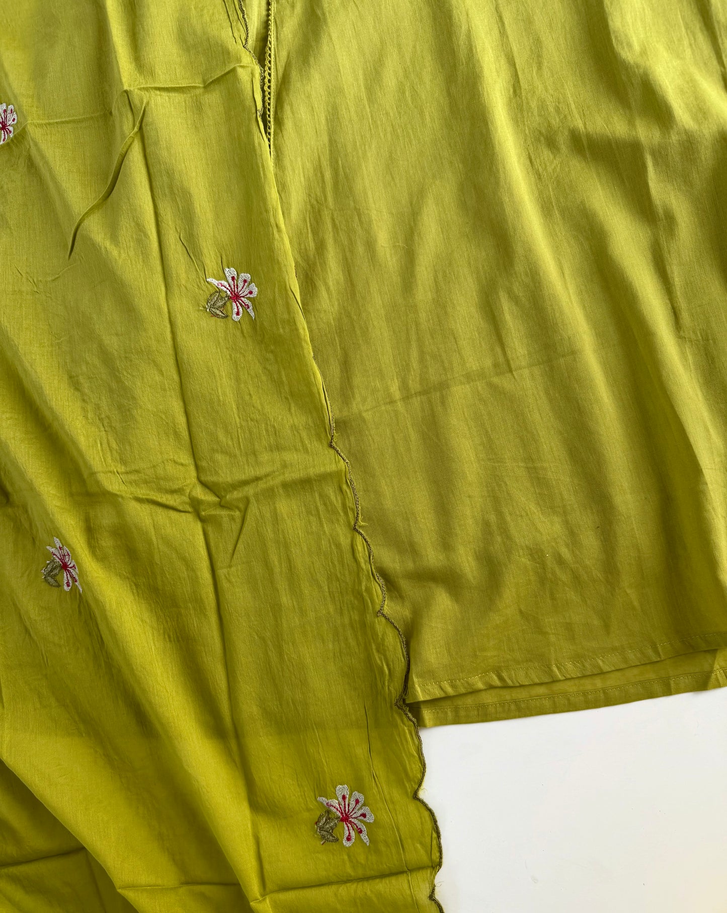 K681 - Mul cotton embroidered Anarkali with pants and dupatta