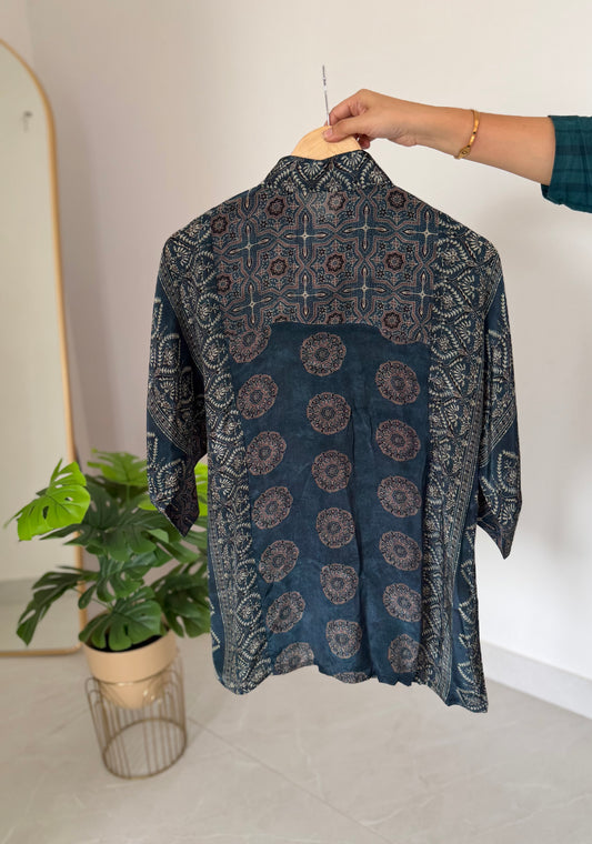 K075 - Pure crape Ajrakh shirt