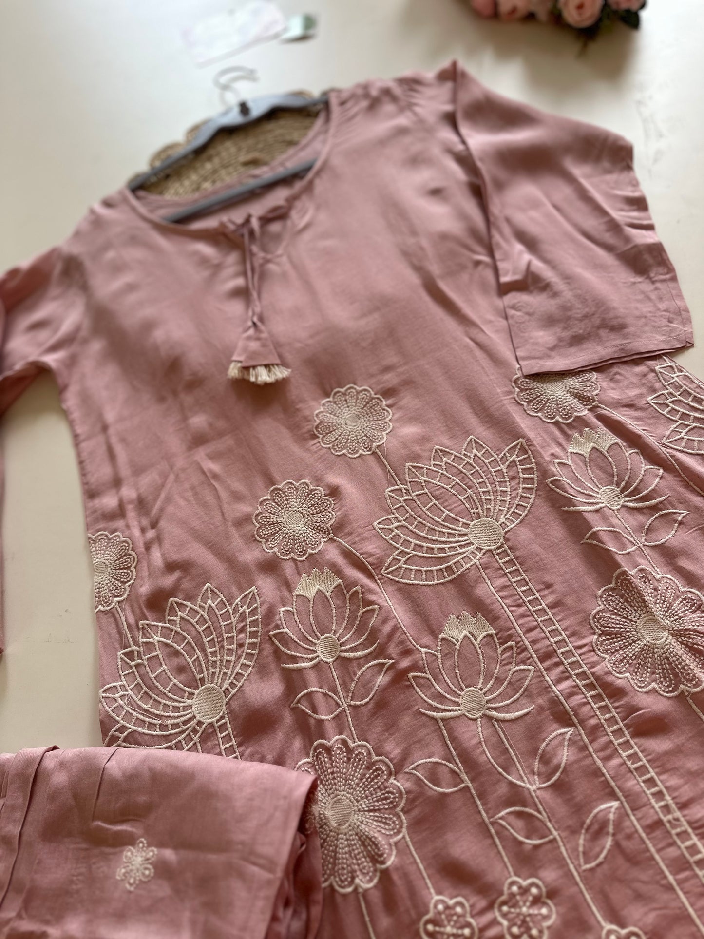 K215 - Embroidered Cotton short Kurti with pants