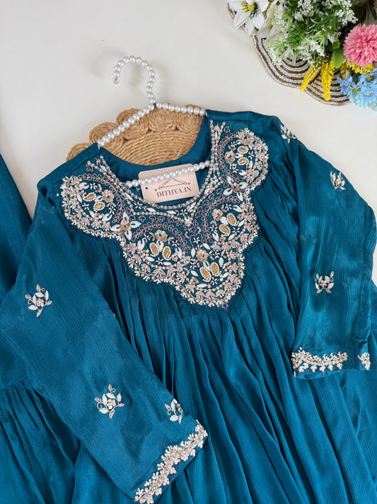 K637 - Chinnon Handwork short Top with sharara pants