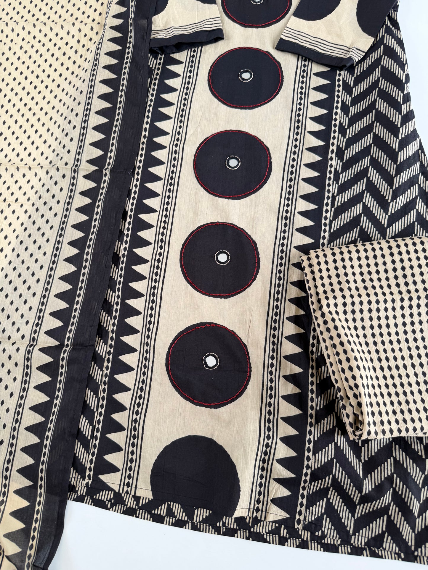 K428 - Cotton embroidered straight Kurti with pants and dupatta