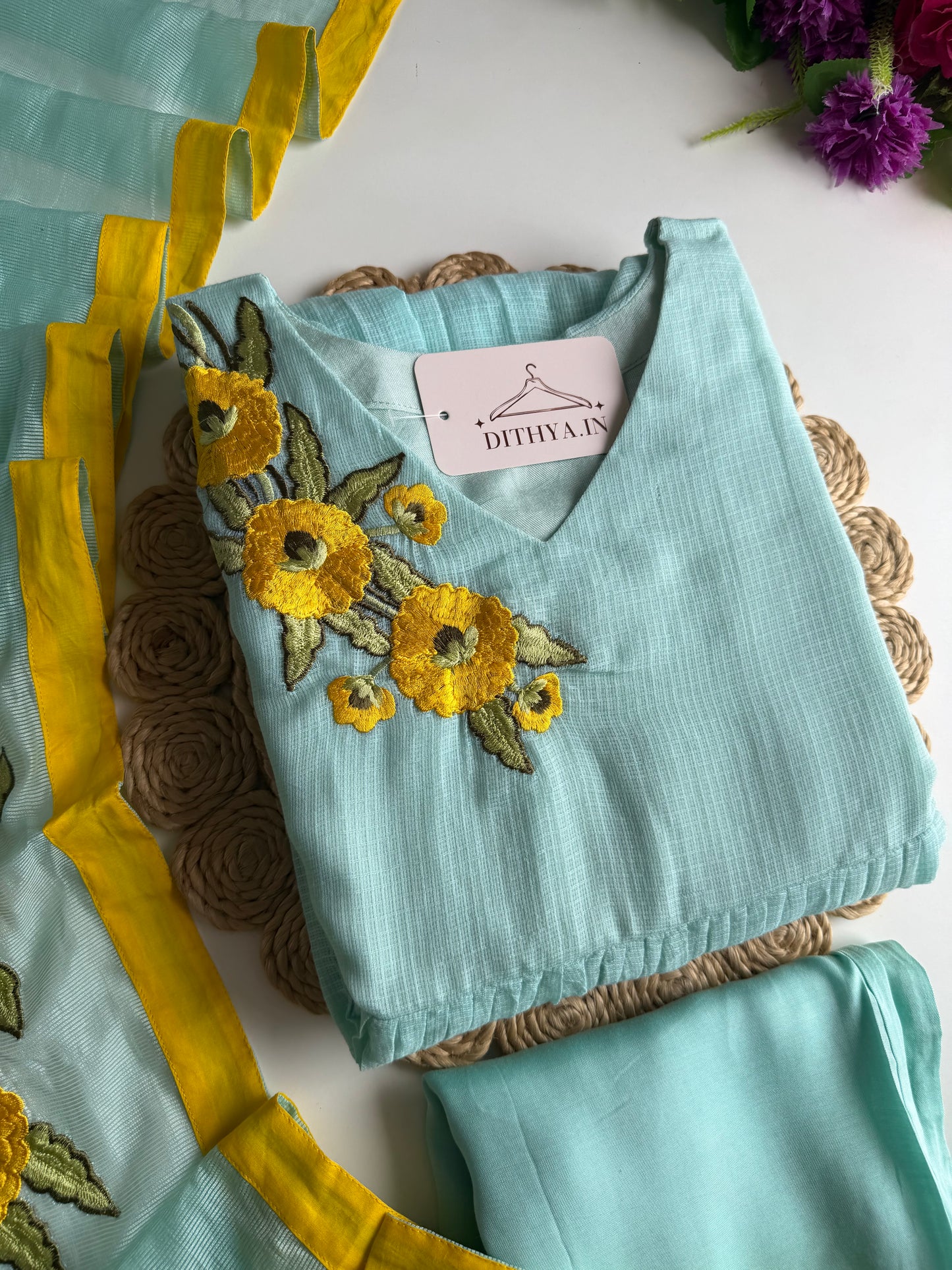 K245 - Kota doriya embroidered Anarkali with pants and dupatta