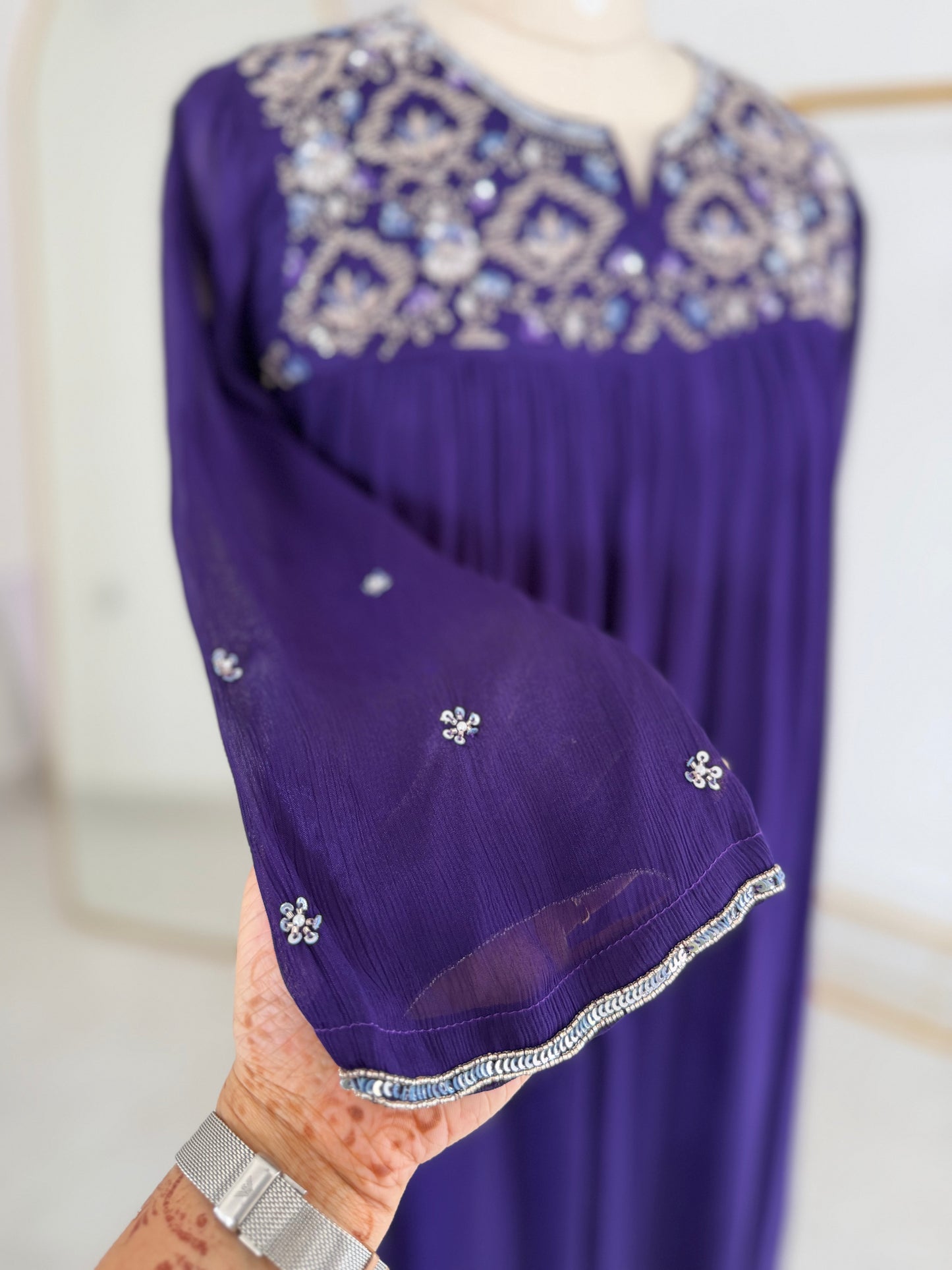 K083 - Pure Chinnon handwork Anarkali with pants and dupatta