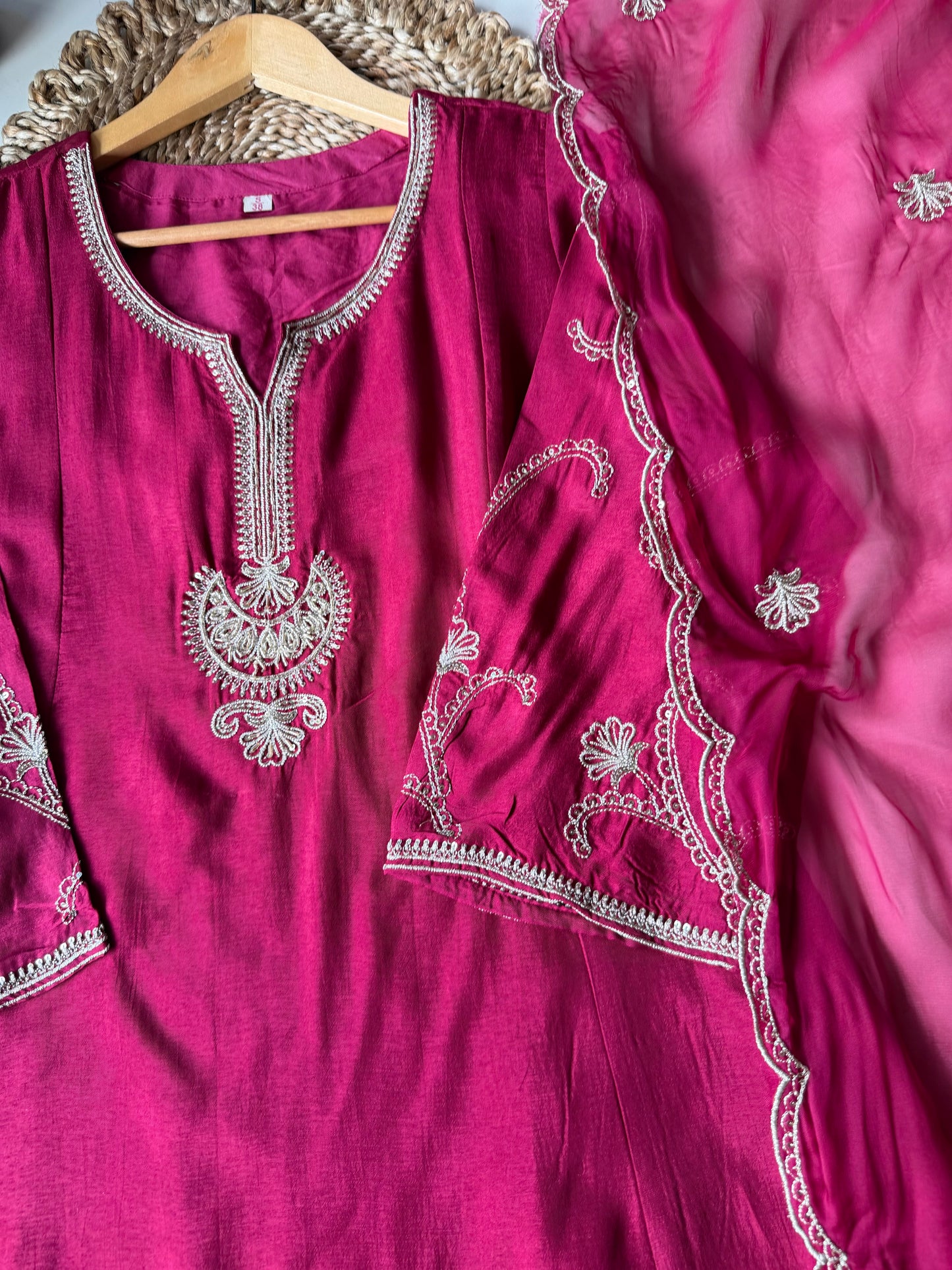 K521 - Russian silk zari work Anarkali with pants and dupatta