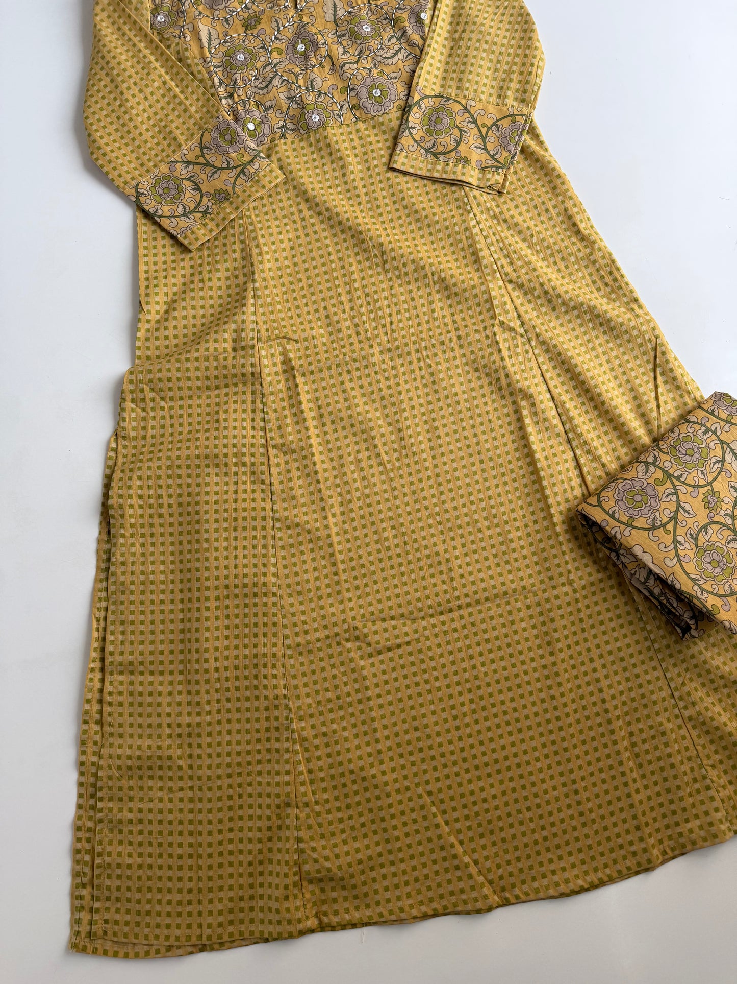 K087 - Mul cotton embroidered Aline Kurti with pants