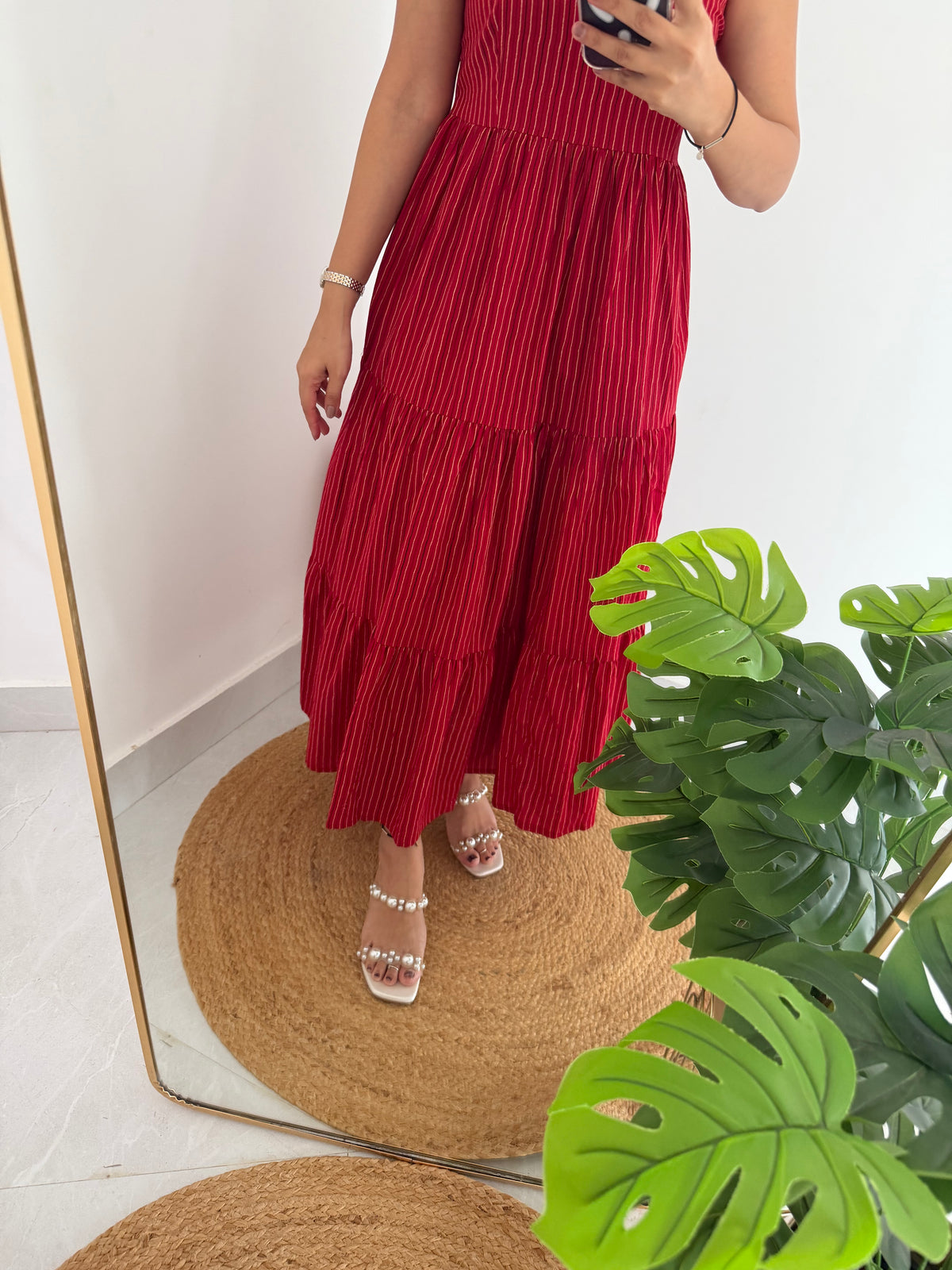 K238 - Mul cotton flared stripe dress