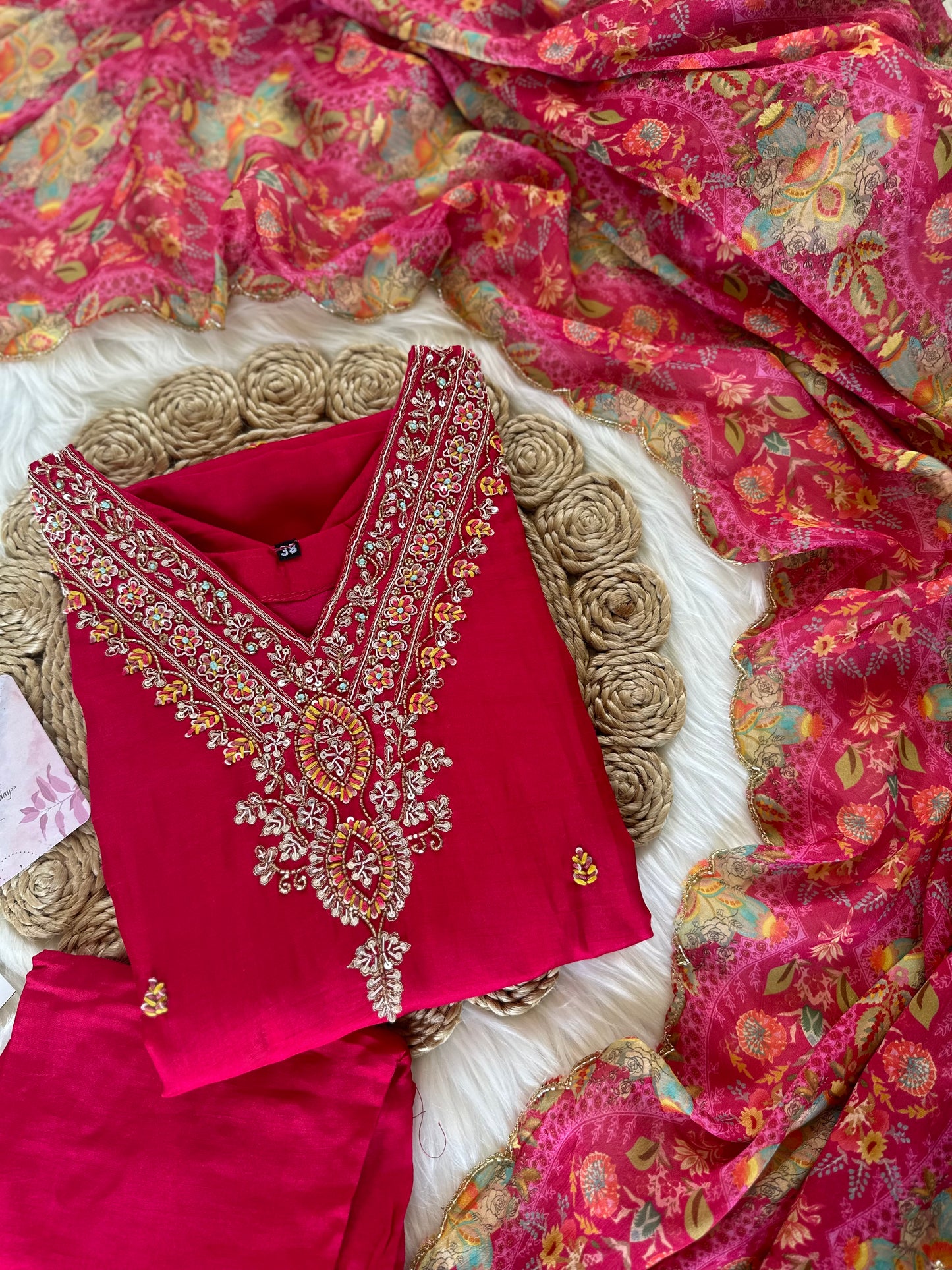 K152 - Russian silk kurti with pants and dupatta