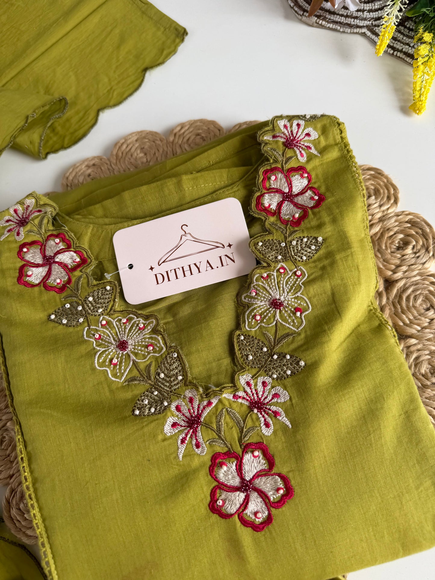 K681 - Mul cotton embroidered Anarkali with pants and dupatta