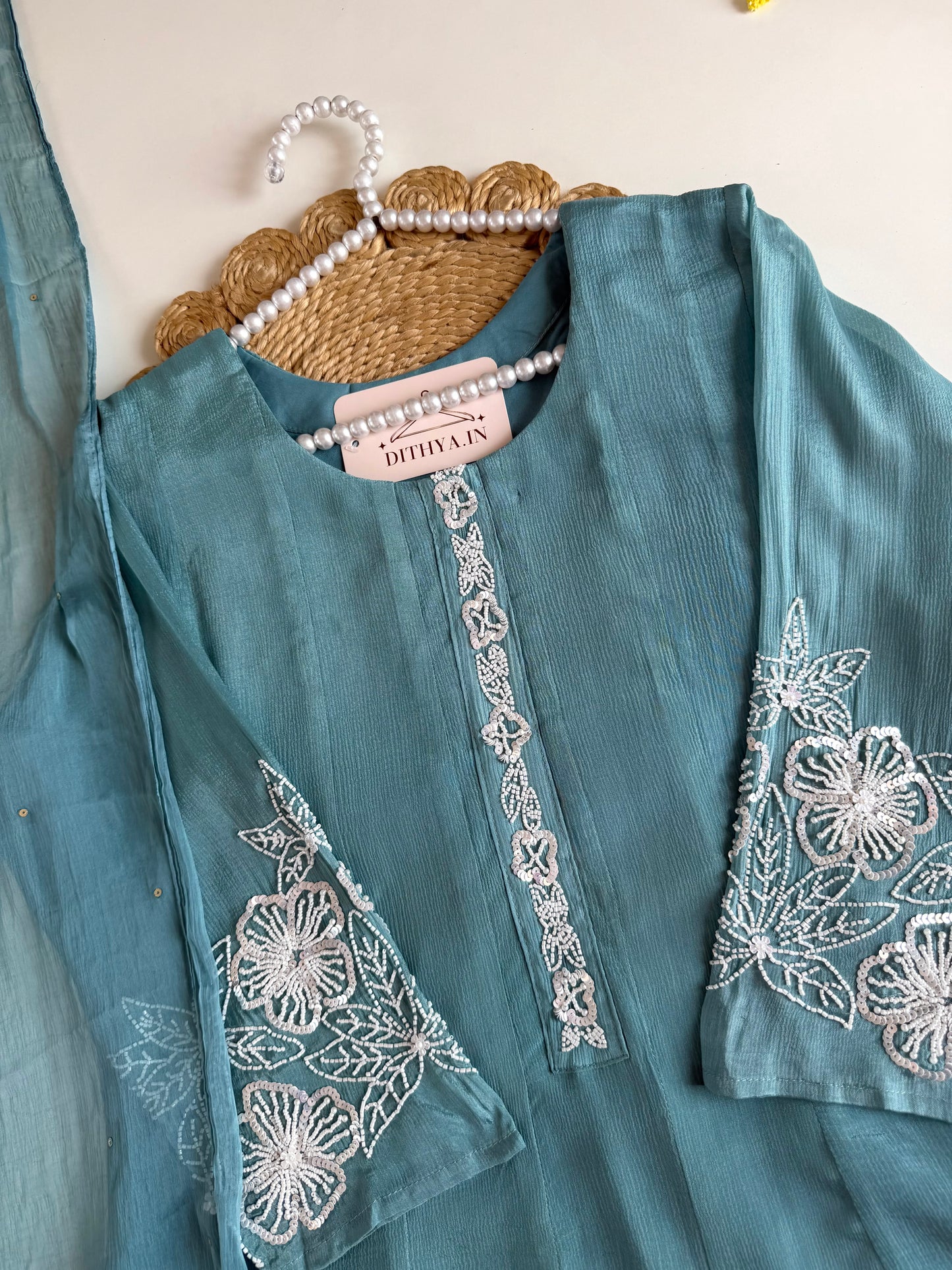 K007 - Pure Chinnon handwork Anarkali with pants and dupatta