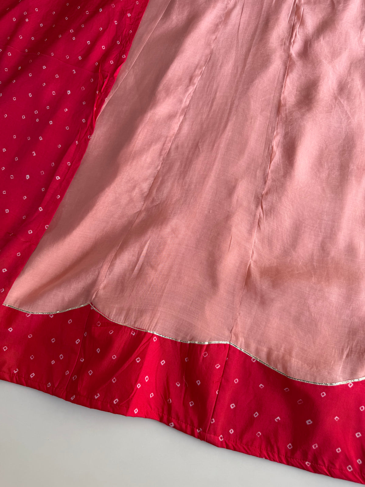 K020 - Surat Mul chanderi handwork Anarkali with pants and bandhini dupatta