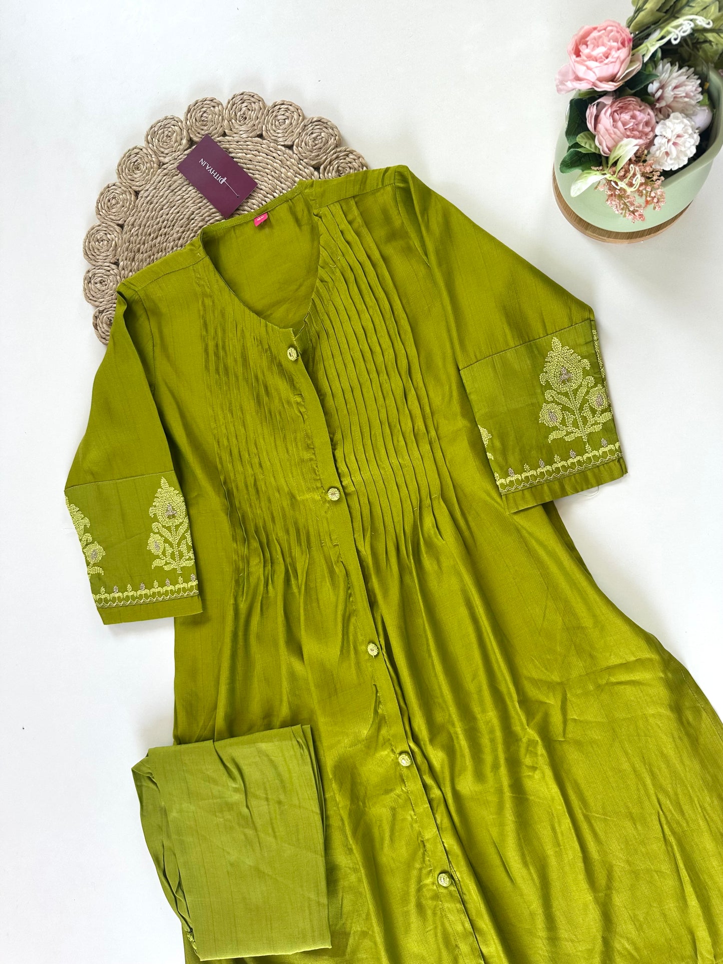 K031 - Rayon Aline Kurti with pants in 2 colours .