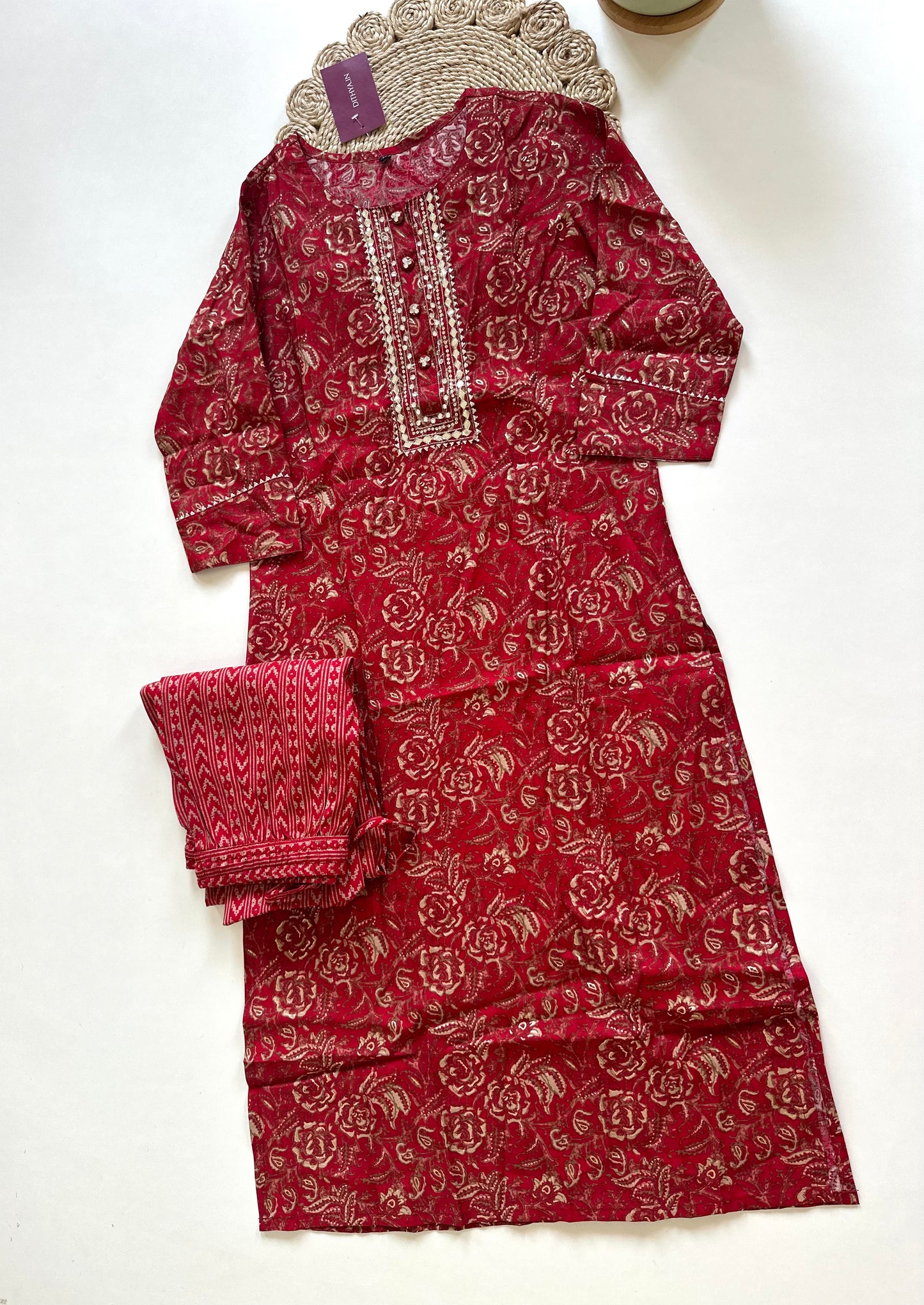 K210 - Rayon Handwork printed kurti with pants .