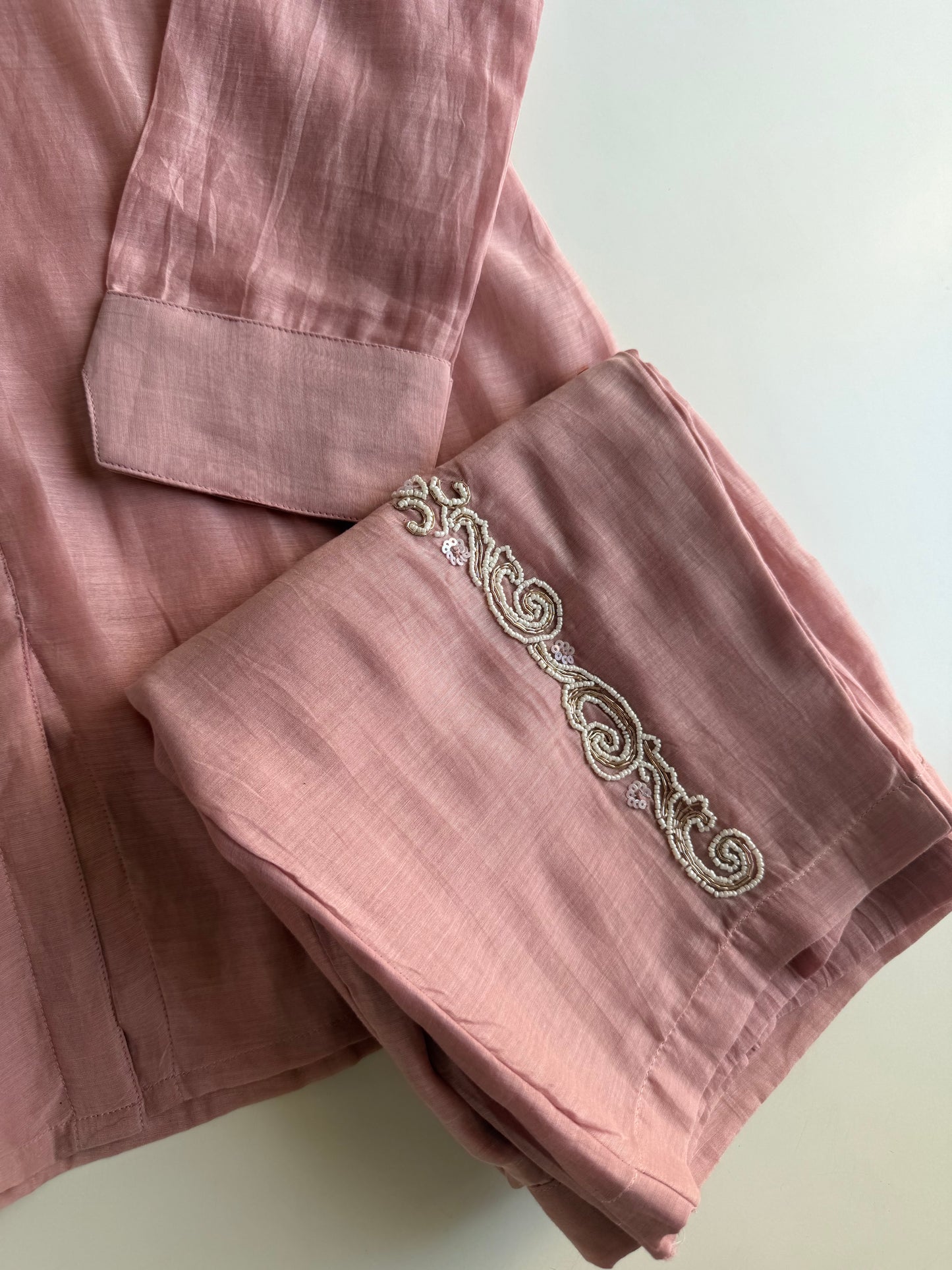 K258 - Mul chanderi handwork coord set