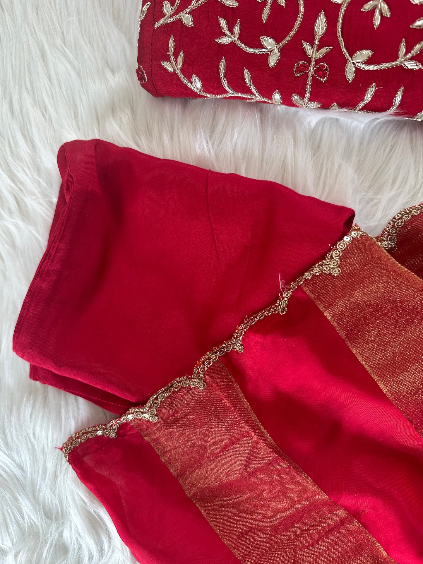 K419 - Russian silk handwork Aline Kurti with pants and dupatta