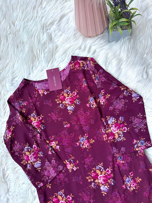 K257 - Rayon cotton printed straight Kurti in 2 prints