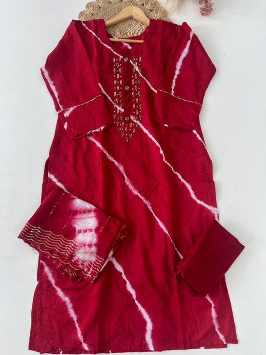 D221 - Dola silk straight kurti with pants and dupatta