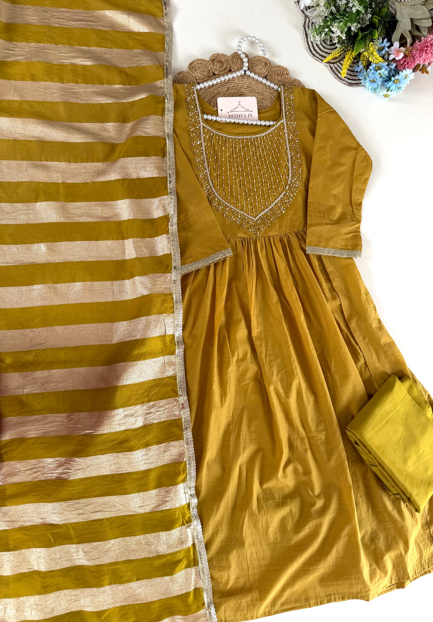 K639 - Vatican silk handwork Anarkali with pants and dupatta