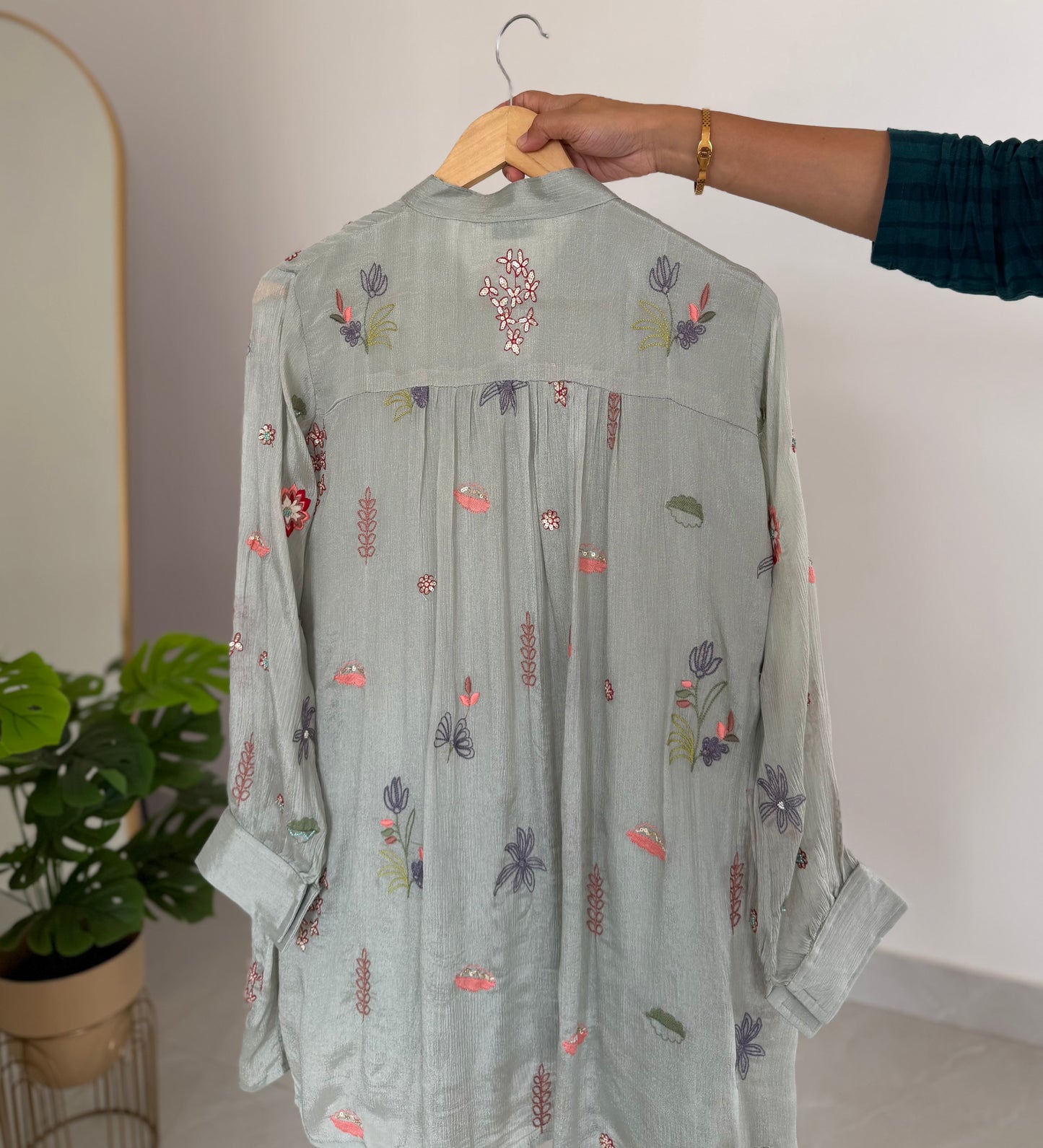 K085 - Pure Chinnon handwork floral coord set in 2 colours