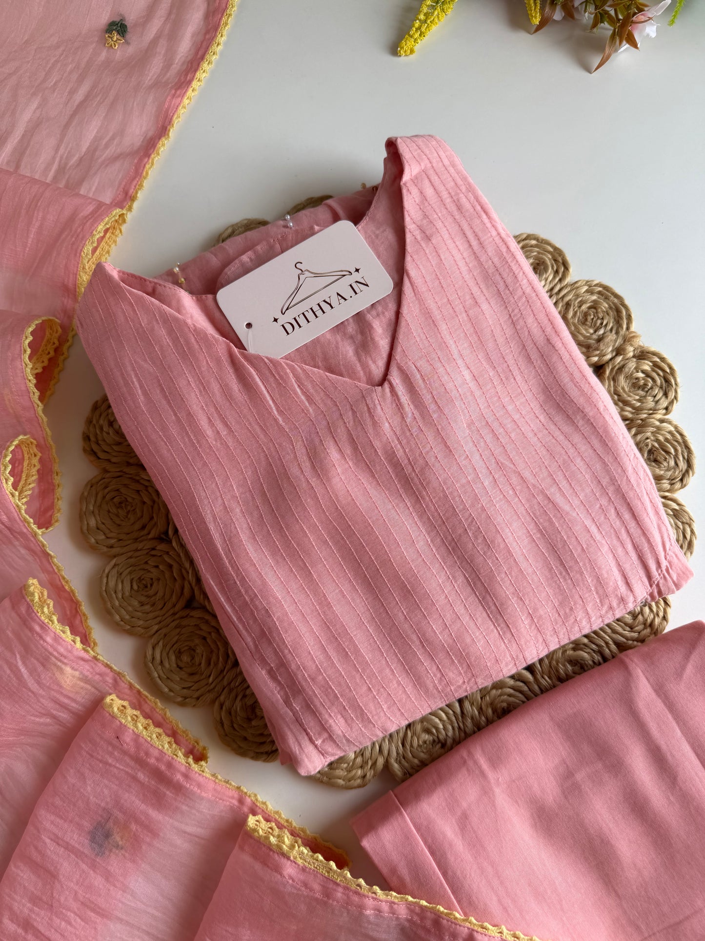 K632 - Mul chanderi embroidered Anarkali with pants and dupatta