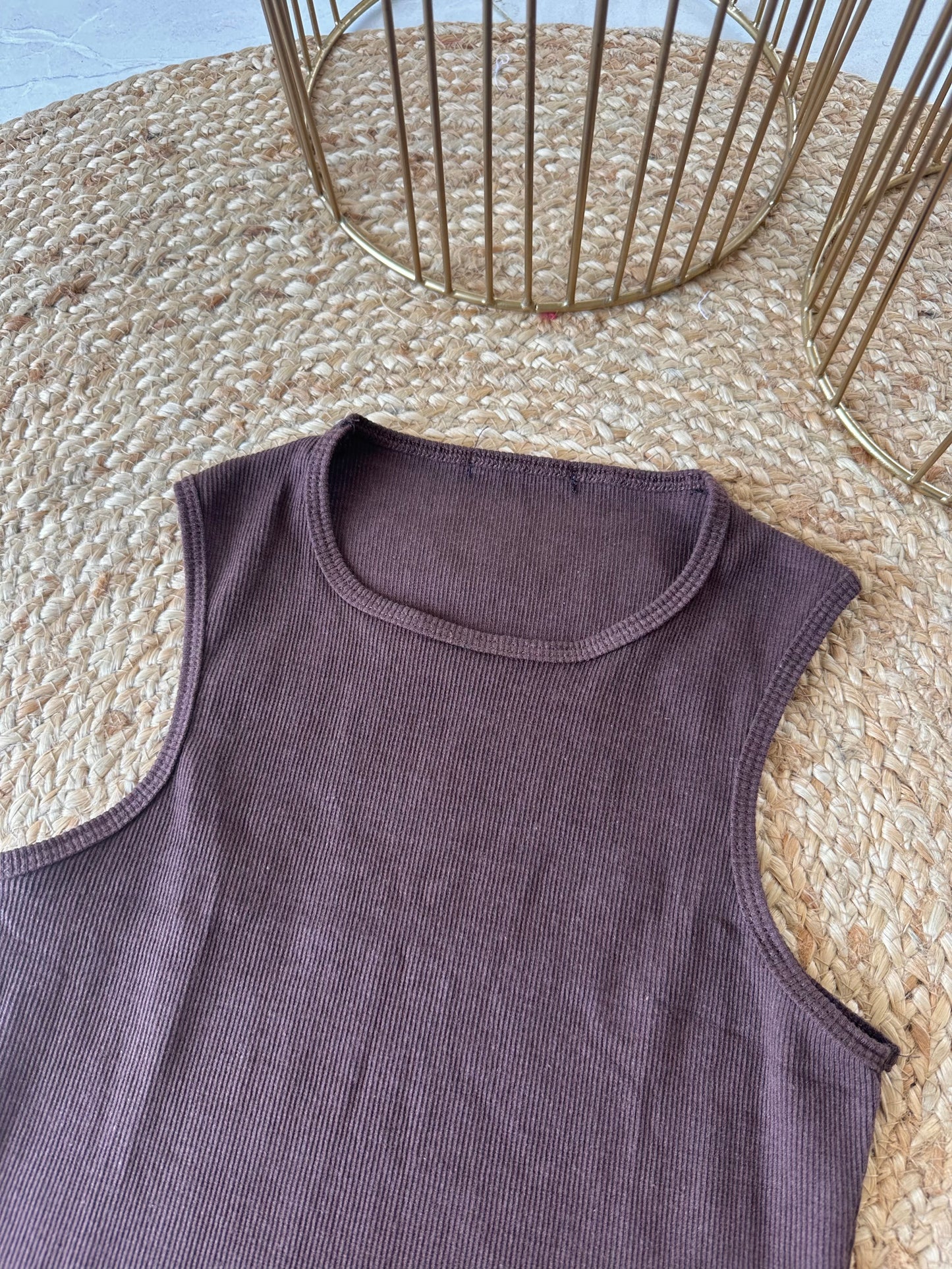 W007 - Stretchable Ribbed Tank top in 5 colours .