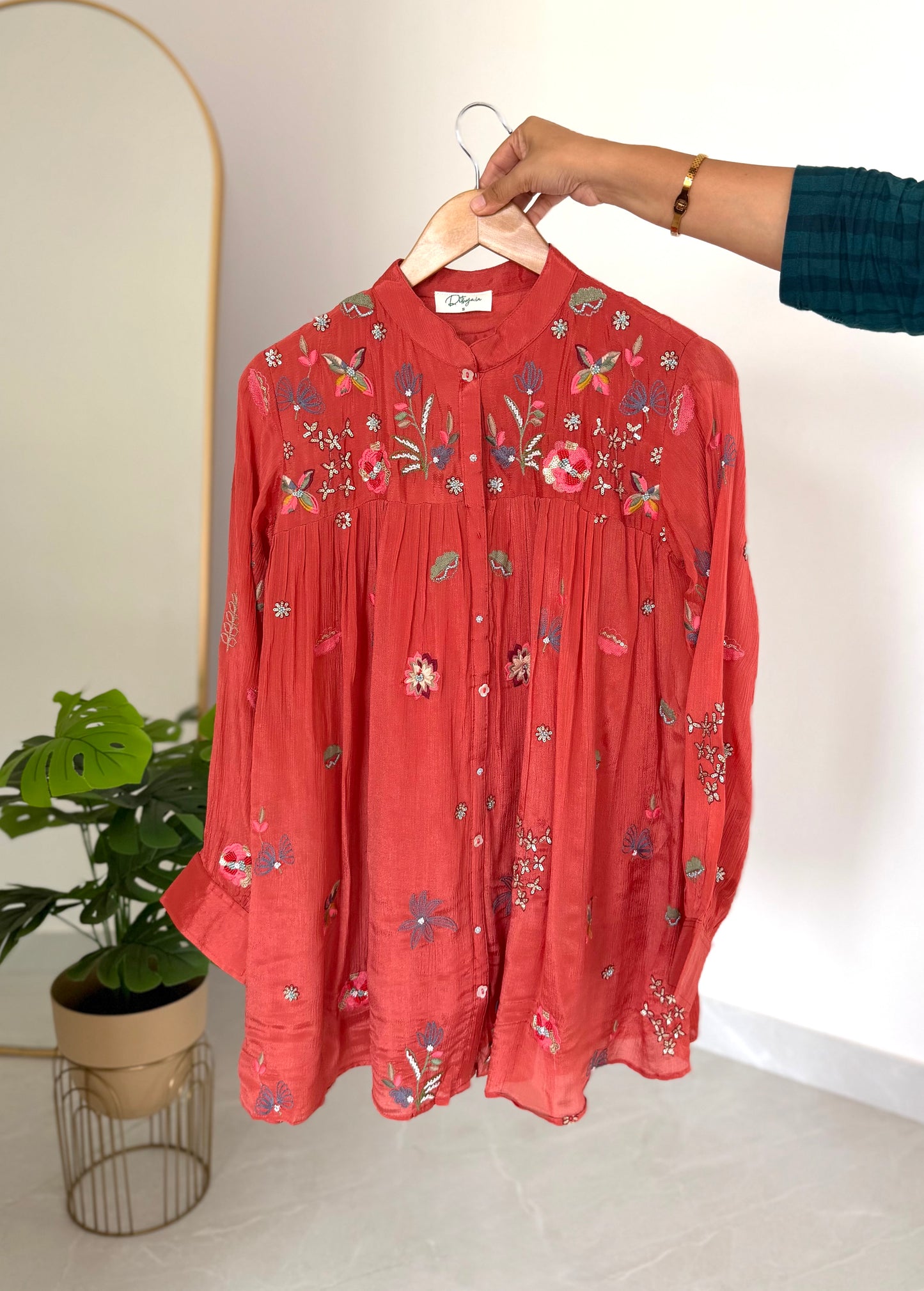 K085 - Pure Chinnon handwork floral coord set in 2 colours
