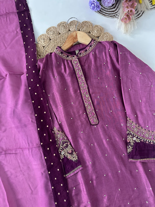 D293 - Russian silk straight kurti with pants and dupatta