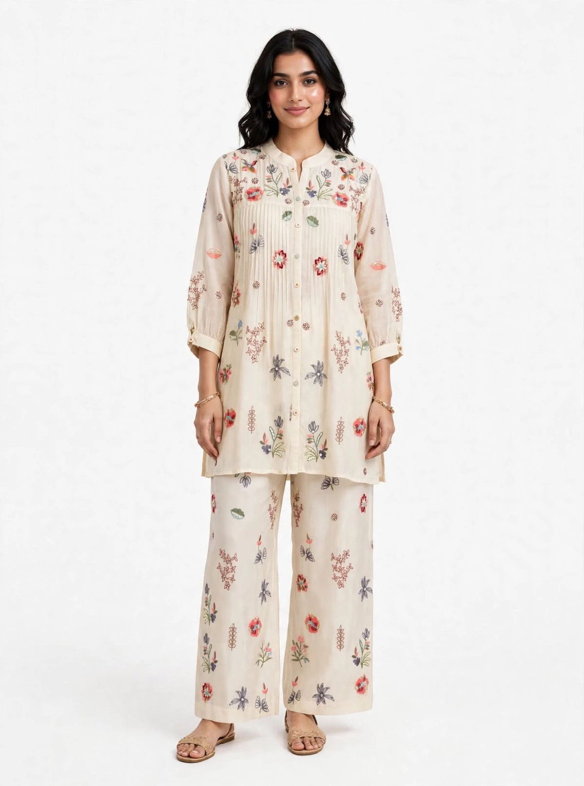 K483 - Pure Chinnon handwork coord set in 2 colours