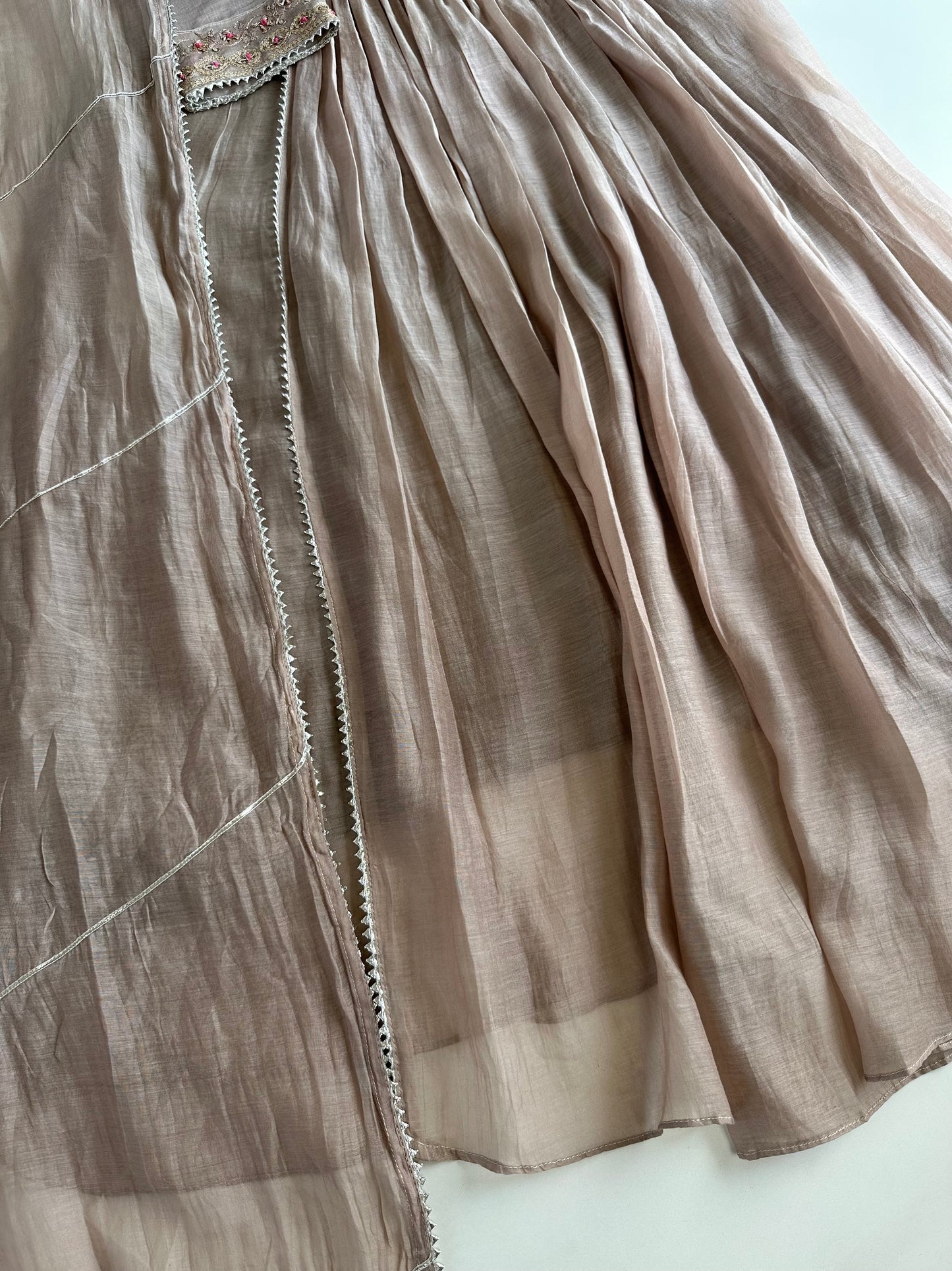 K486 - Mul Chanderi handwork Anarkali with pants and dupatta